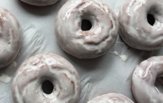 chocolate donuts with cream cheese glaze