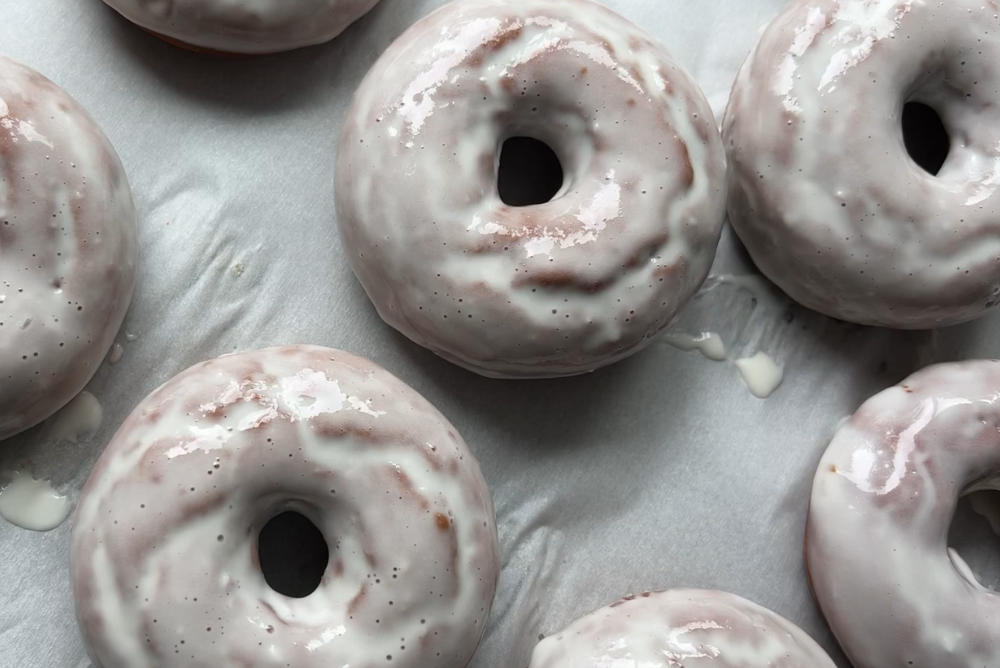 Baked Chocolate Donuts with Cream Cheese Glaze