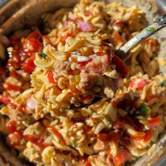 barbecue chicken pasta salad