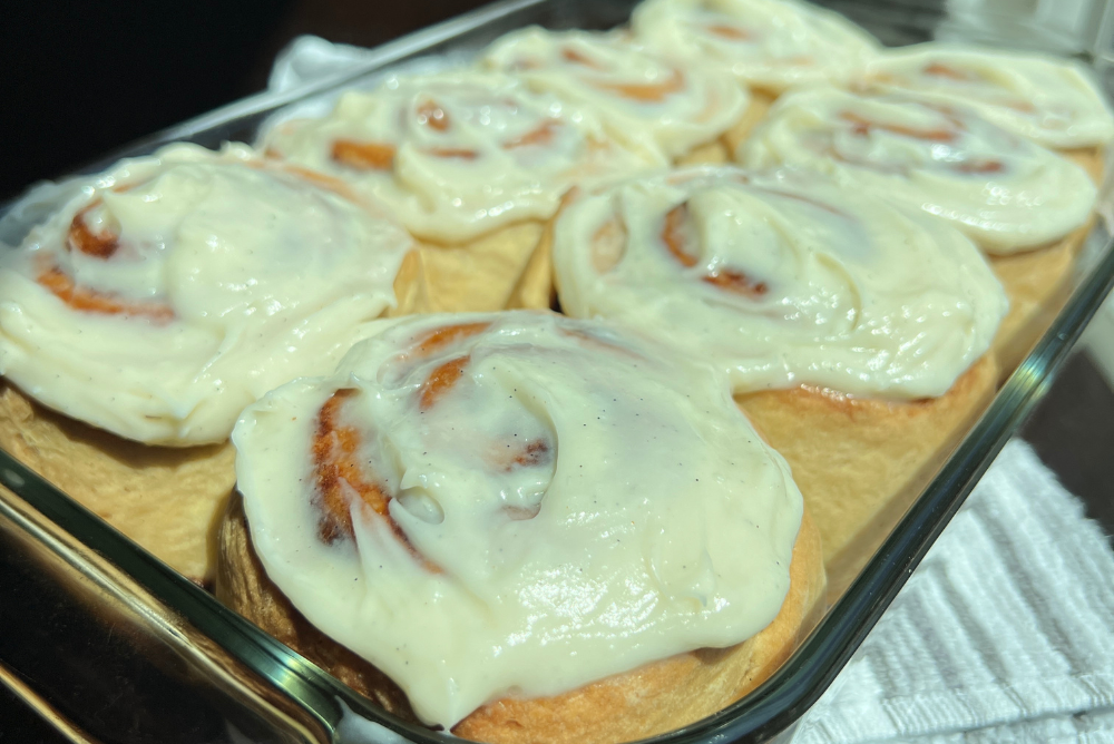 Vanilla Bean Cinnamon Rolls with Cream Cheese Frosting