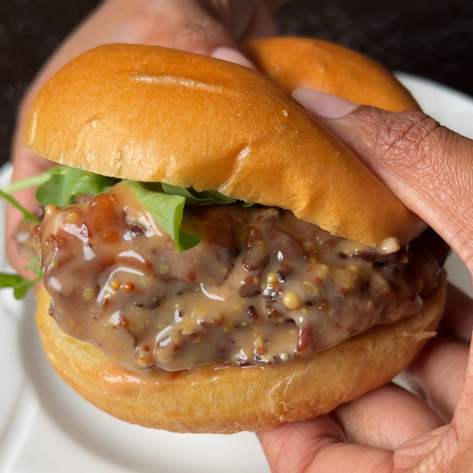 dijon hot honey chicken sandwich