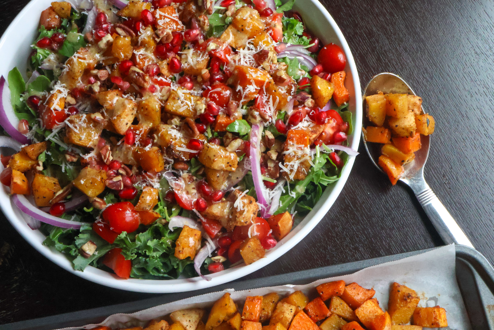 roasted apple and squash fall salad