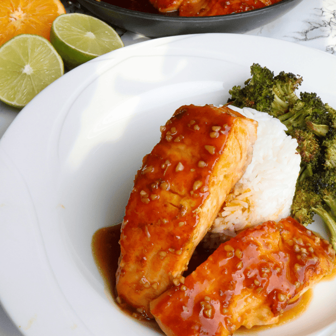 sticky citrus glazed salmon