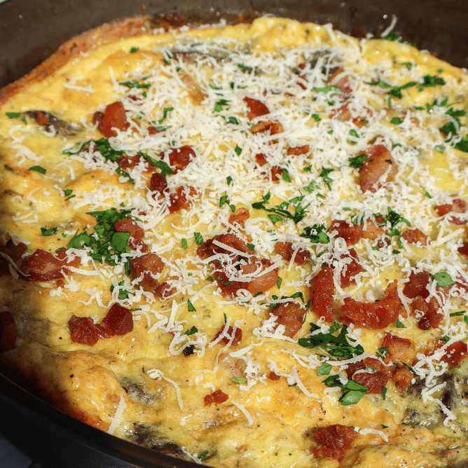 mushroom pancetta & gruyere frittata