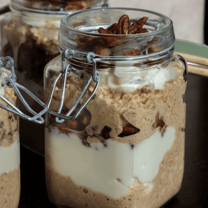 chai pecan overnight oat parfaits