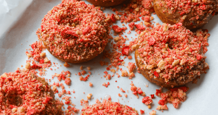 Strawberry Crunch Baked Donuts