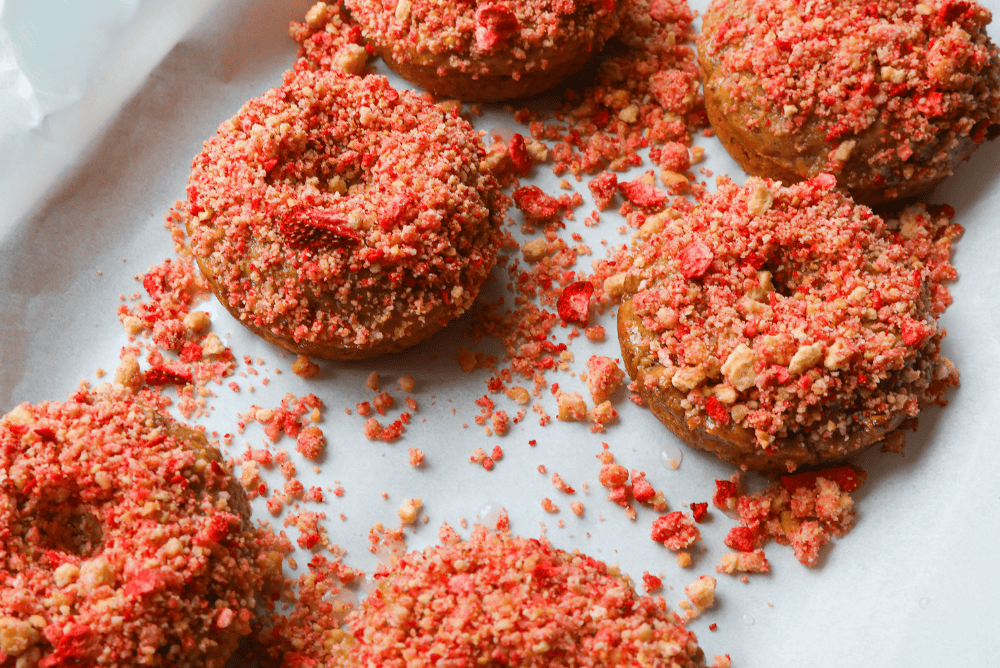 Strawberry Crunch Baked Donuts