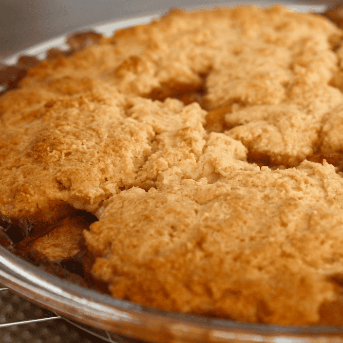 brown sugar cornbread peach cobbler