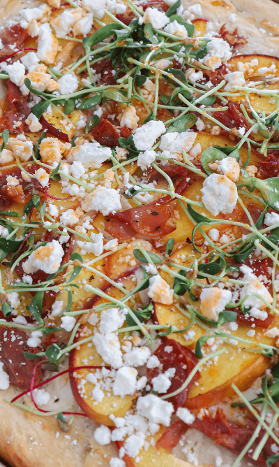 Peach Prosciutto Feta Flatbread with Hot Honey