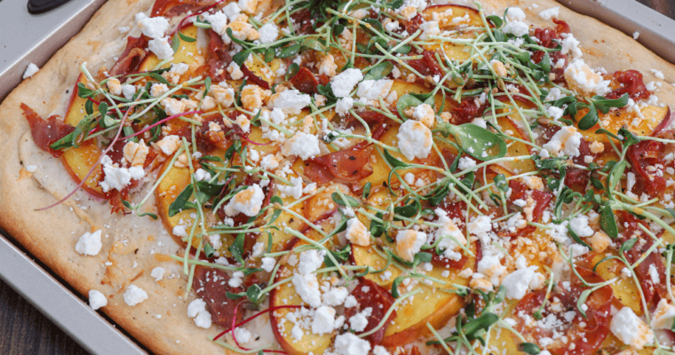Peach Prosciutto Feta Flatbread with Hot Honey