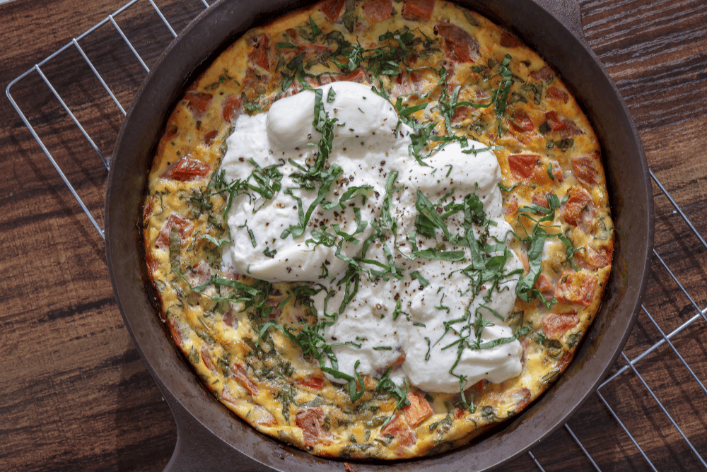 Heirloom Tomato, Basil & Burrata Frittata