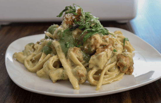 basil pesto roasted garlic chicken alfredo