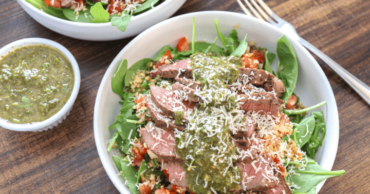 Steak Bruschetta Chimichurri Salad