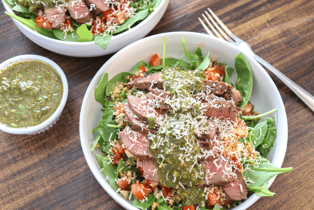 Steak Bruschetta Chimichurri Salad