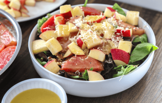 glazed beet and apple salad with honey lemon vinaigrette