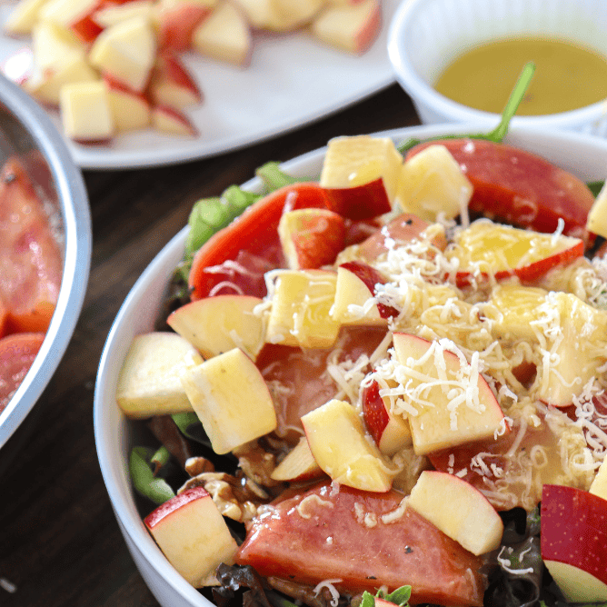 glazed beet and apple salad with honey lemon vinaigrette