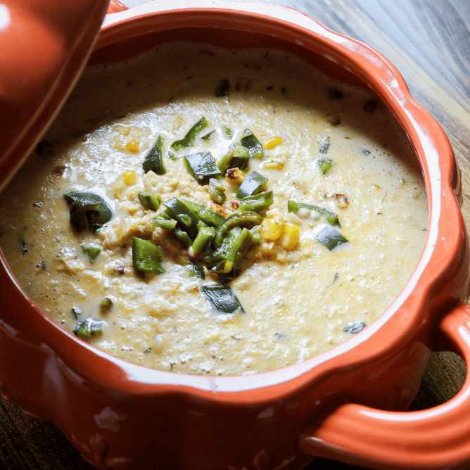 roasted corn and poblano cream chowder