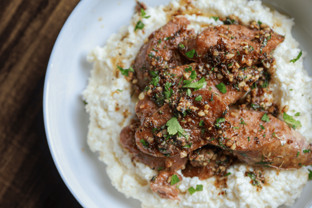 Garlic Herb Sausage & Brown Butter Grits